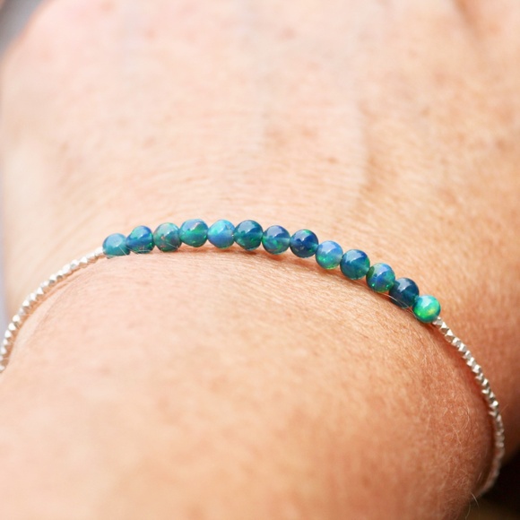 Black Opal Bracelet, Karen Hill Tribe Pure Silver, Rose Gold or Yellow Gold - Picture 10 of 16